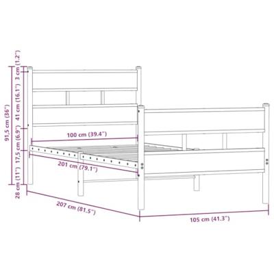 Bedframe met hoofdbord en voetbord zonder matras 100x200 cm