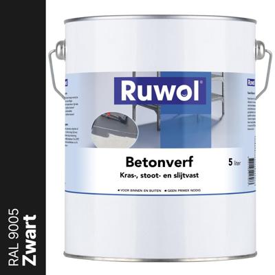 Ruwol Betonverf Zwart (RAL 9005) 5 liter Ruwol Betonverf Zwart (RAL 9005) 5 liter