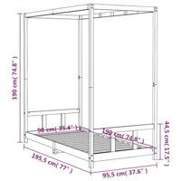 Kinderbedframe 90x190 cm massief grenenhout zwart - thumbnail