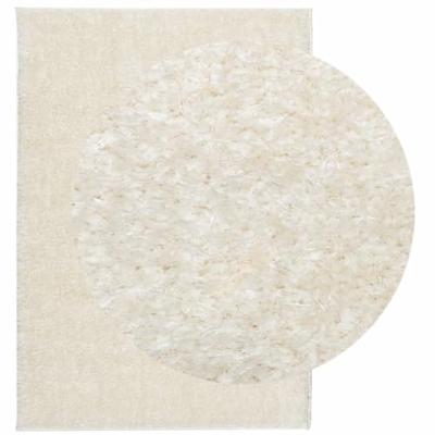 Vloerkleed hoogpolig glanzend 120x170 cm crmekleurig