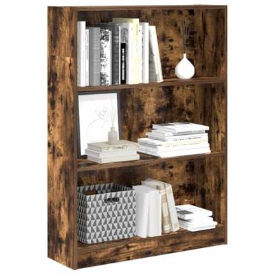 Boekenkast 80x24x109 cm bewerkt hout gerookt eikenkleurig