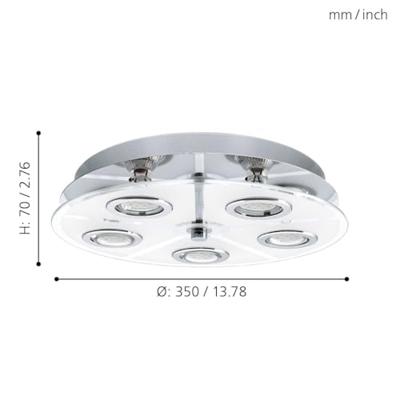 Eglo Led plafondlampCabo Round 5x3w - 3000K - 35cm chroom - 30933