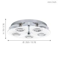 Eglo Led plafondlampCabo Round 5x3w - 3000K - 35cm chroom - 30933 - thumbnail