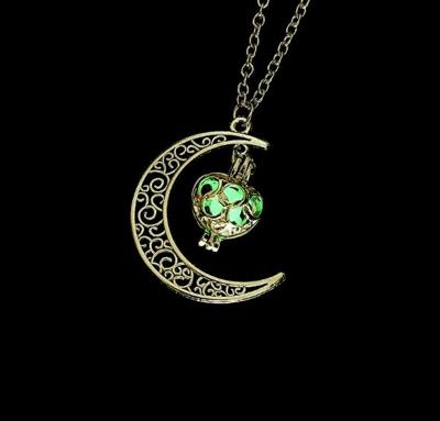 Vrouwen maan gloeiende lichtgevende edelsteen charme ketting sieraden (groen)