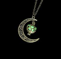 Vrouwen maan gloeiende lichtgevende edelsteen charme ketting sieraden (groen) - thumbnail