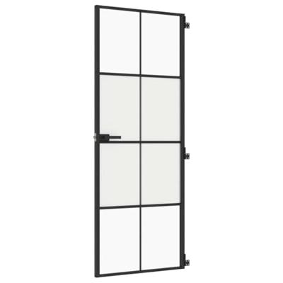 VidaXL Binnendeur smal 76x201,5 cm gehard glas en aluminium zwart