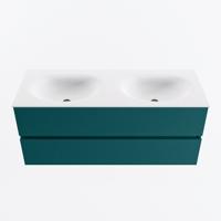 MONDIAZ VICA 120cm badmeubel onderkast Smag 2 lades. Wastafel MOON dubbel zonder kraangat, kleur Talc. - thumbnail