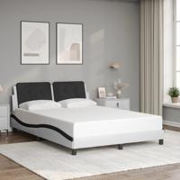 Bedframe zonder matras "Zadar" kunstleer wit en zwart 140x190 cm - thumbnail