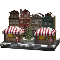 Kersthuis verlichting - Grachtpanden met marktkramen en kerstboom - met muziek - thumbnail