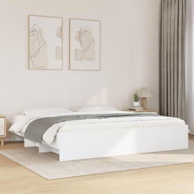Bedframe massief hout wit 200x200 cm
