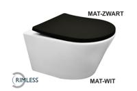 Wiesbaden Vesta rimless wandcloset mat-wit + Shade zitting mat-zwart - thumbnail