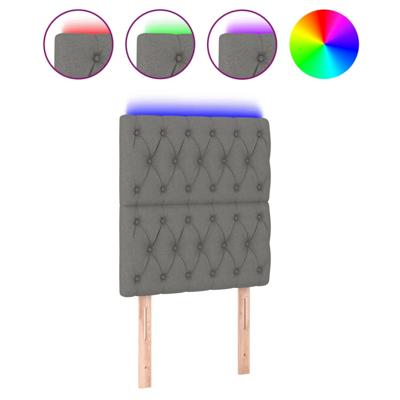 Hoofdbord LED 80x7x78/88 cm stof donkergrijs