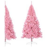 Kunstkerstboom met standaard half 210 cm PVC roze - thumbnail
