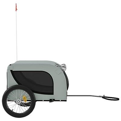 Hondenfietstrailer oxford stof en ijzer grijs en zwart