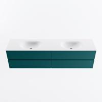 MONDIAZ VICA 190cm badmeubel onderkast Smag 4 lades. Wastafel MOON dubbel zonder kraangat, kleur Talc. - thumbnail