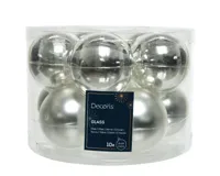 10 kerstballen zilver glans-mat 60 mm KSD - Ksd - thumbnail