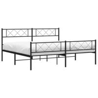 Bedframe met hoofd- en voeteneinde metaal zwart 183x213 cm - thumbnail