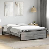 Bedframe bewerkt hout metaal grijs sonoma eiken 120x190 cm - thumbnail
