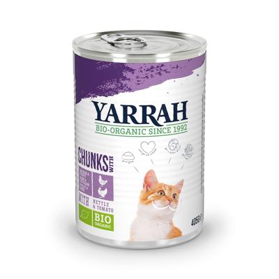 Yarrah natvoer kat blik chunks bio kip & kalkoen 405gr