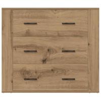 Dressoir 80x33x70 cm bewerkt hout artisanaal eikenkleurig - thumbnail