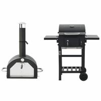 VidaXL Pizzaoven en barbecue 3-in-1 zwart - thumbnail