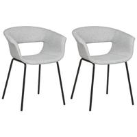 Beliani - ELMA - Eetkamerstoelen set van 2 - Grijs - Polyester - thumbnail