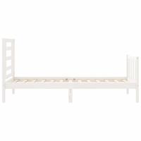 Bedframe met hoofdbord massief hout wit - thumbnail