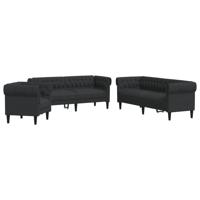 2-delige Loungeset stof zwart - thumbnail