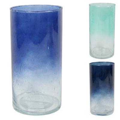 Vaas met kleurverloop glas blauw 20 cm 3 assorti | 12 stuks