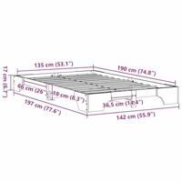 Bedframe Naturel 135 x 190 cm Massief grenenhout - thumbnail