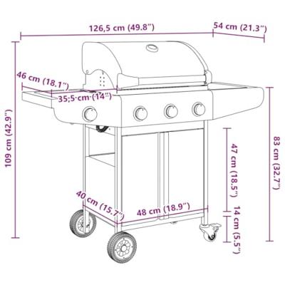 VidaXL Gasbarbecue met 4 branders roestvrij staal zilverkleurig - thumbnail