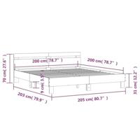 Bedframe met hoofdeinde bewerkt hout zwart 200x200 cm - thumbnail
