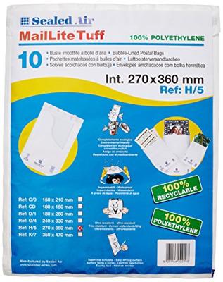 Mail Lite TUFF Polythyleen luchtkussenenveloppen, wit, H/5, 270 x 360 mm, doos van 50 stuks
