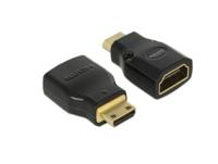 Delock 65665 Adapter High Speed HDMI met Ethernet - HDMI Mini-C male > HDMI-A female 4K zwart - thumbnail
