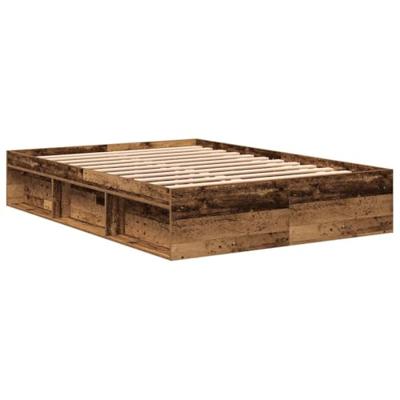 Bedframe zonder matras bewerkt 140x190 cm bewerkt hout oud