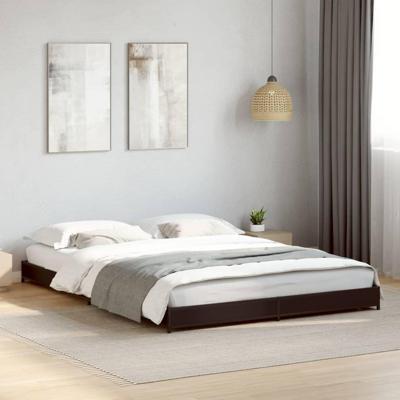 Bedframe bewerkt hout metaal zwart 135x190 cm