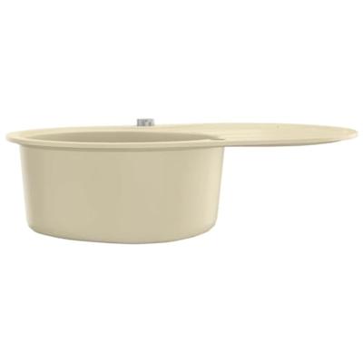 VidaXL Gootsteen enkele bak ovaal graniet beige