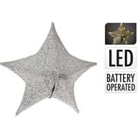 Kerstster 50 Cm 30 Led Stof Zilver - thumbnail