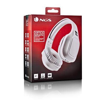 NGS ARTICA WRATH WHITE - Supra-aurale draadloze koptelefoon, compatibel met Bluetooth-technologie, ingebouwde microfoon, 10 uur batterijduur, Wit kleur