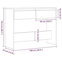 Wandtafel met lade Zwart eiken 100 x 35 x 76.5 cm Bewerkt hout - thumbnail