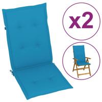 VidaXL Tuinstoelkussens 2 st hoge rug 120x50x3 cm stof blauw - thumbnail
