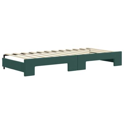 Slaapbank onderschuifbed en lades 90x200 cm fluweel donkergroen