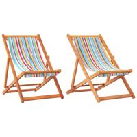 Strandstoelen 2 st inklapbaar stof meerkleurig - thumbnail