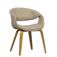 WOOOD Eetkamerstoel 'Yossi' Geweven stof, kleur Zand/Naturel - thumbnail