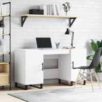 Bureau 140x50x75 cm bewerkt hout wit - thumbnail