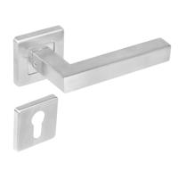 Deurkruk 1249 Vierkant op rozet vierkant met profielcilindergat plaatjes RVS - thumbnail