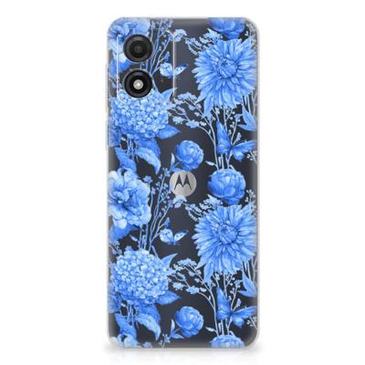 TPU Case voor Motorola Moto E13 Flowers Blue TPU Case voor Motorola Moto E13 Flowers Blue