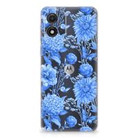 TPU Case voor Motorola Moto E13 Flowers Blue - thumbnail