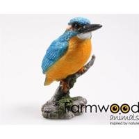 Tuinbeeld ijsvogel op stam 9x9x15cm - thumbnail