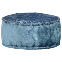 Poef rond 40x20 cm fluweel blauw - thumbnail